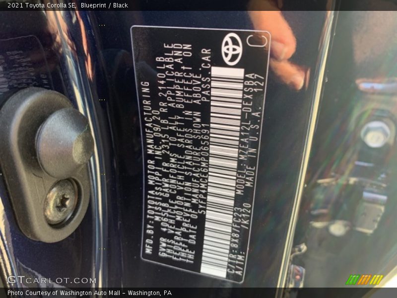 Blueprint / Black 2021 Toyota Corolla SE