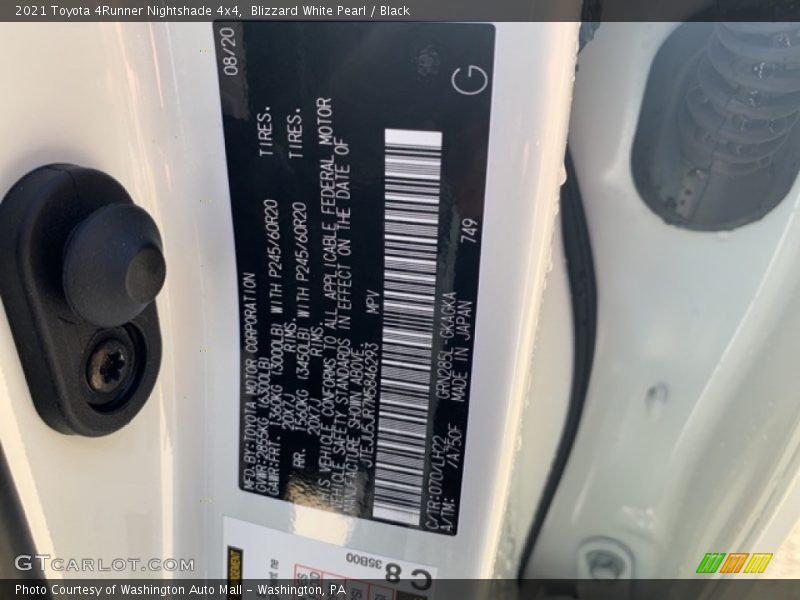 Blizzard White Pearl / Black 2021 Toyota 4Runner Nightshade 4x4