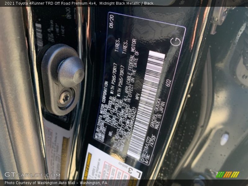 Midnight Black Metallic / Black 2021 Toyota 4Runner TRD Off Road Premium 4x4