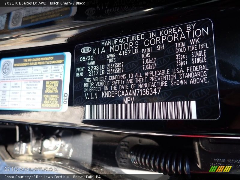 Black Cherry / Black 2021 Kia Seltos LX AWD