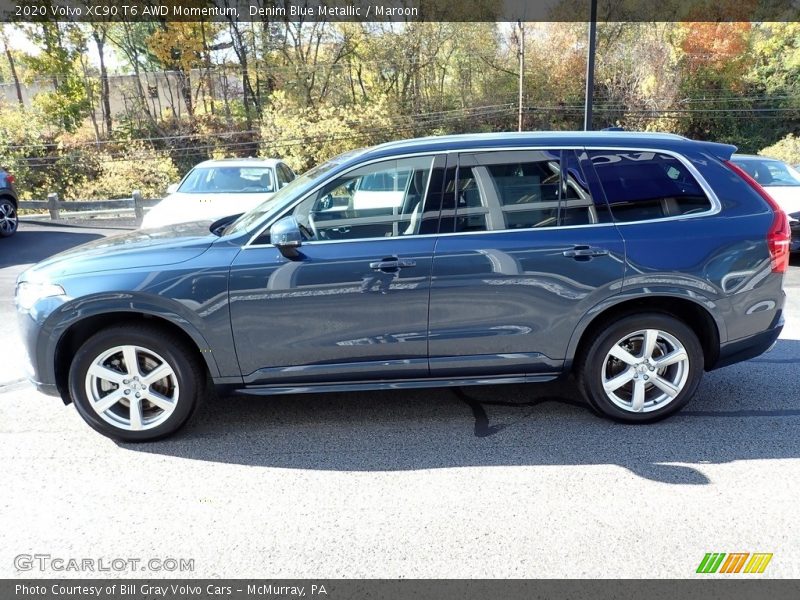 Denim Blue Metallic / Maroon 2020 Volvo XC90 T6 AWD Momentum
