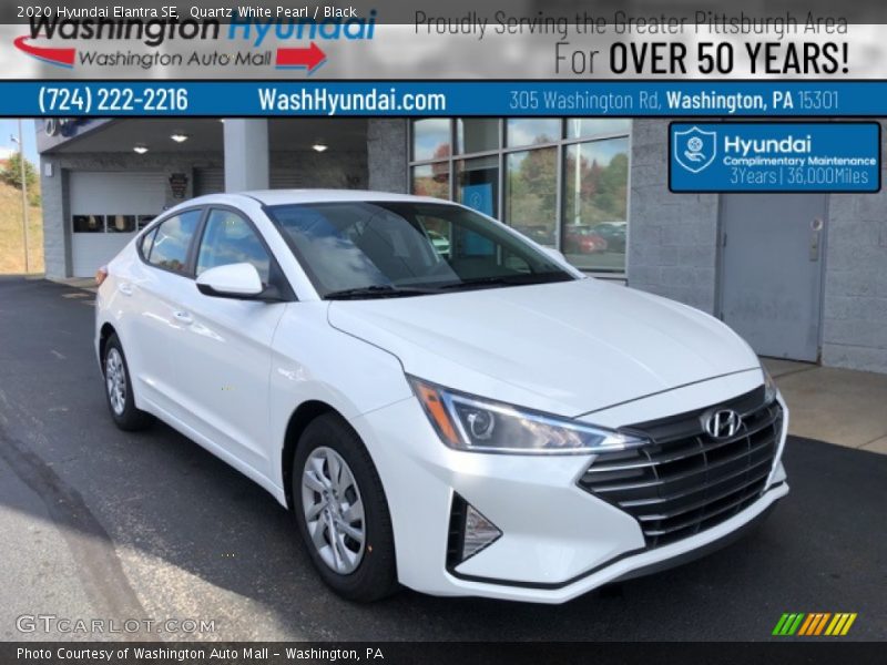 Quartz White Pearl / Black 2020 Hyundai Elantra SE