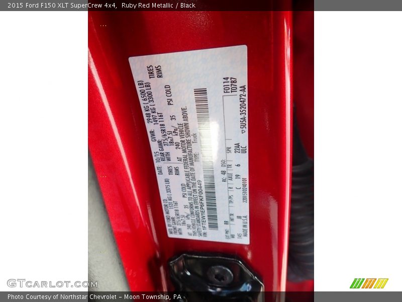 Ruby Red Metallic / Black 2015 Ford F150 XLT SuperCrew 4x4
