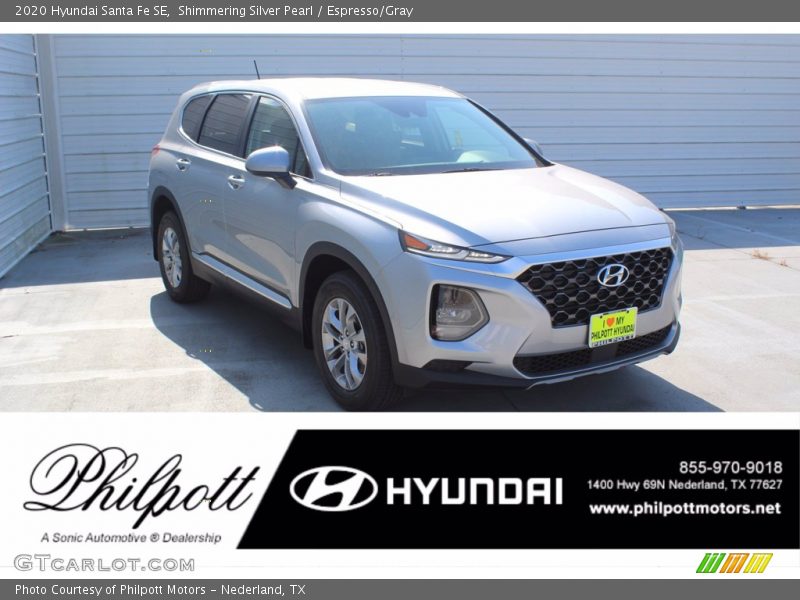 Shimmering Silver Pearl / Espresso/Gray 2020 Hyundai Santa Fe SE