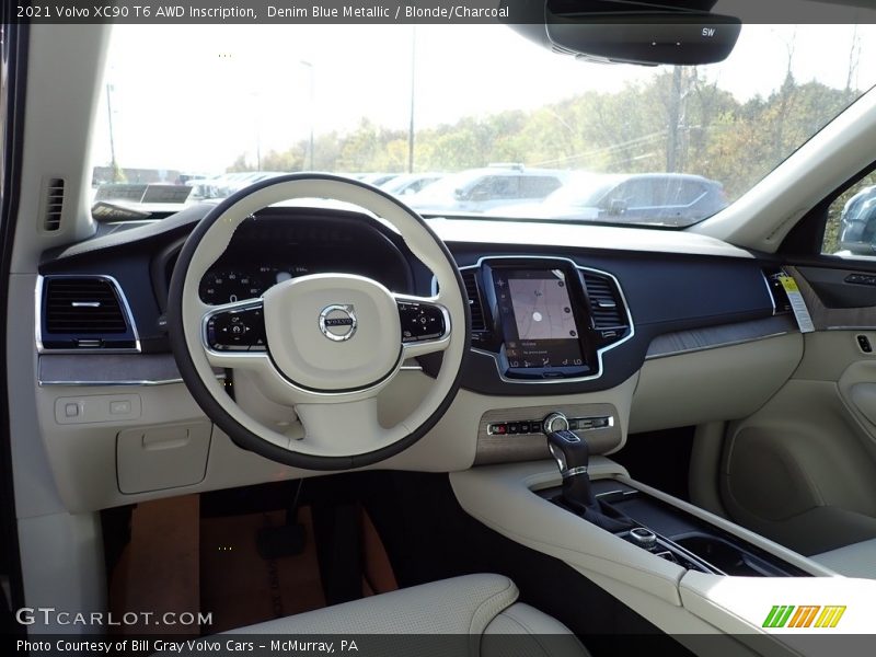 Denim Blue Metallic / Blonde/Charcoal 2021 Volvo XC90 T6 AWD Inscription