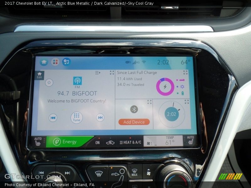 Arctic Blue Metallic / Dark Galvanized/­Sky Cool Gray 2017 Chevrolet Bolt EV LT