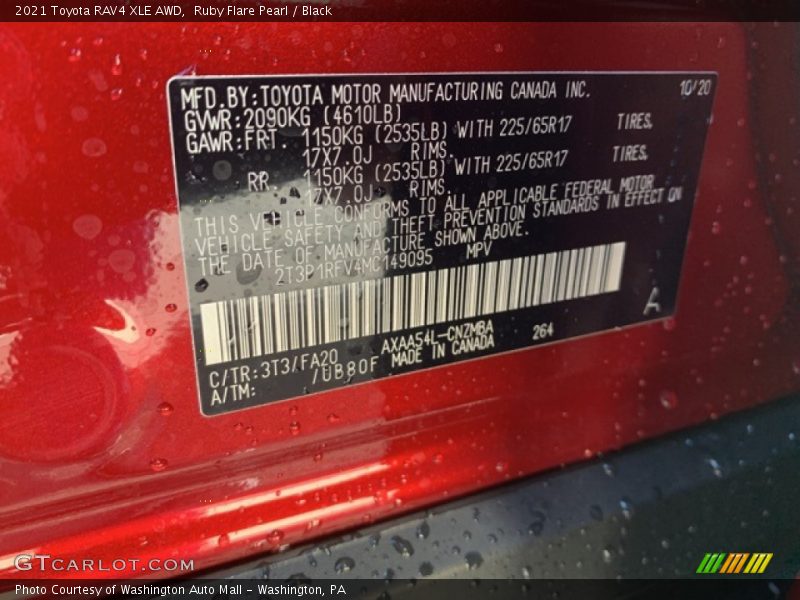 Ruby Flare Pearl / Black 2021 Toyota RAV4 XLE AWD