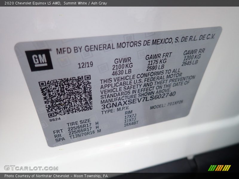 Summit White / Ash Gray 2020 Chevrolet Equinox LS AWD