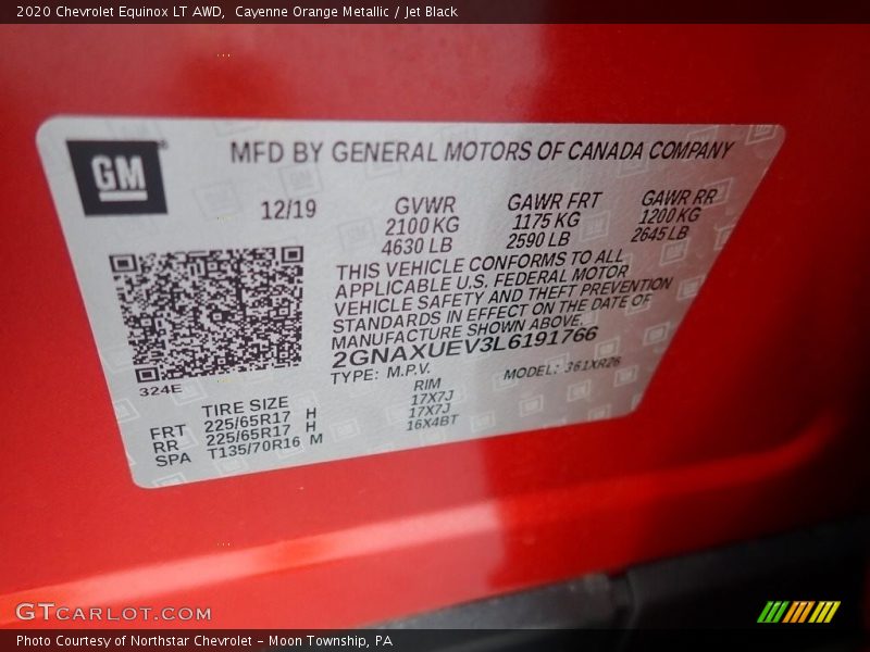Cayenne Orange Metallic / Jet Black 2020 Chevrolet Equinox LT AWD