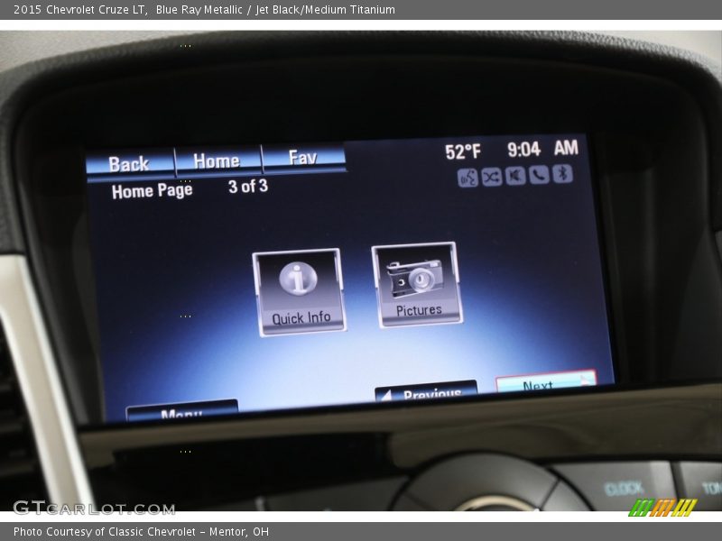 Blue Ray Metallic / Jet Black/Medium Titanium 2015 Chevrolet Cruze LT