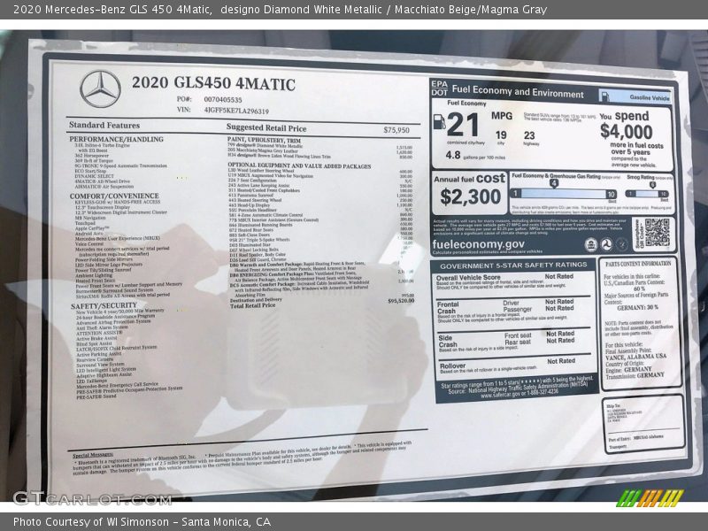 designo Diamond White Metallic / Macchiato Beige/Magma Gray 2020 Mercedes-Benz GLS 450 4Matic