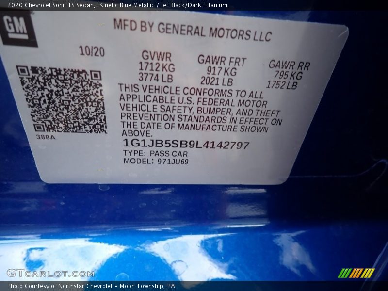 Kinetic Blue Metallic / Jet Black/Dark Titanium 2020 Chevrolet Sonic LS Sedan
