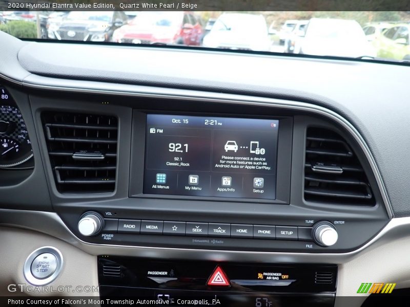 Quartz White Pearl / Beige 2020 Hyundai Elantra Value Edition