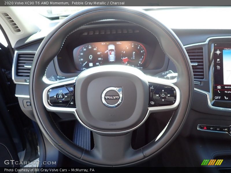 Pebble Gray Metallic / Charcoal 2020 Volvo XC90 T6 AWD Momentum