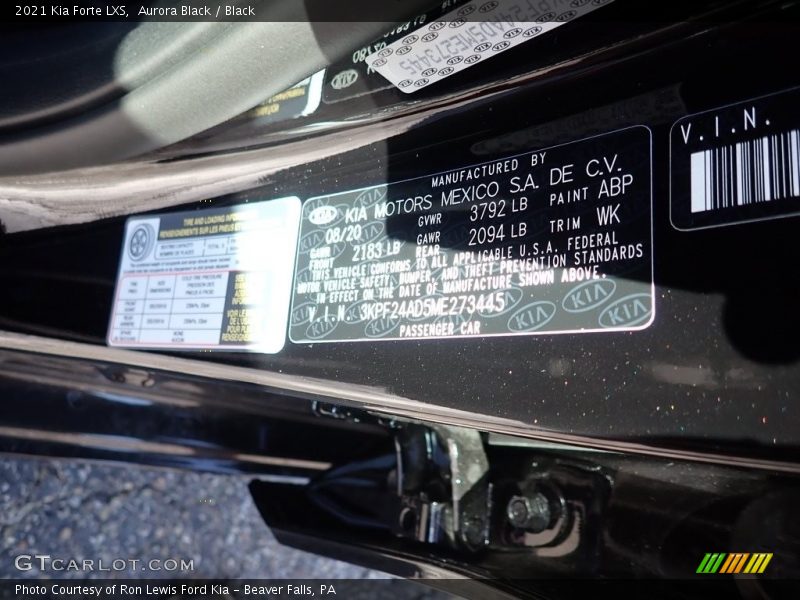 2021 Forte LXS Aurora Black Color Code ABP