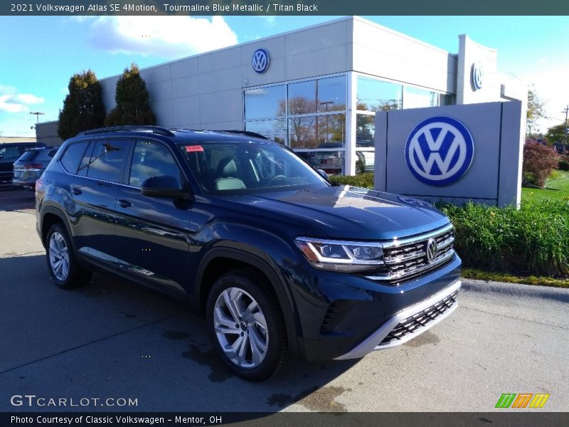 Tourmaline Blue Metallic / Titan Black 2021 Volkswagen Atlas SE 4Motion
