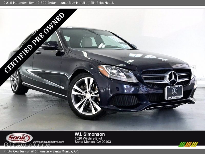 Lunar Blue Metallic / Silk Beige/Black 2018 Mercedes-Benz C 300 Sedan