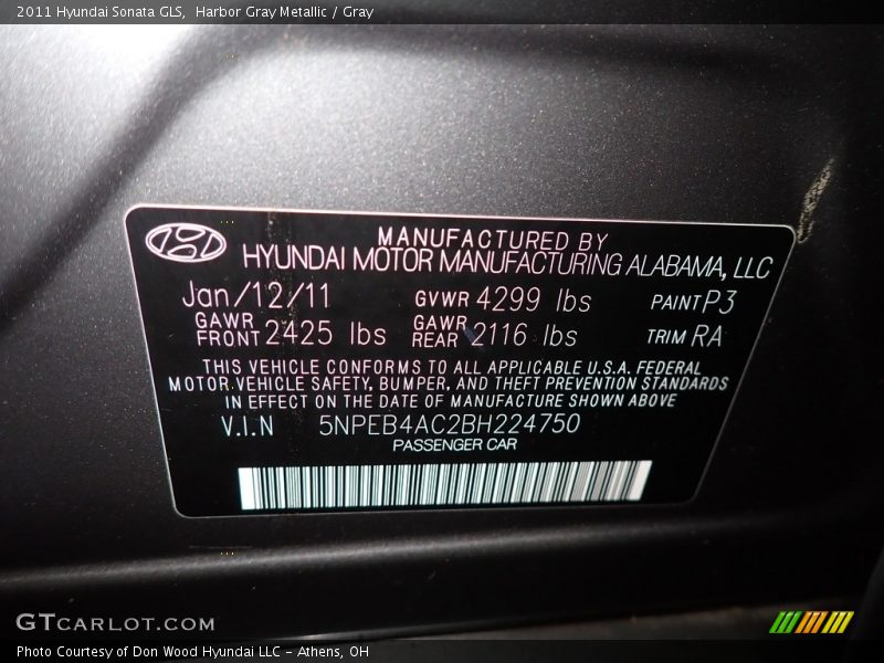 Harbor Gray Metallic / Gray 2011 Hyundai Sonata GLS