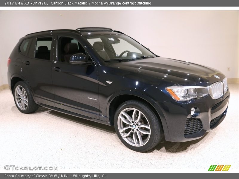 Carbon Black Metallic / Mocha w/Orange contrast stitching 2017 BMW X3 xDrive28i