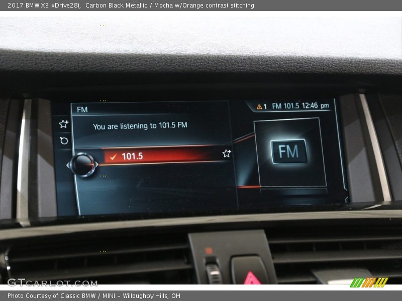 Carbon Black Metallic / Mocha w/Orange contrast stitching 2017 BMW X3 xDrive28i