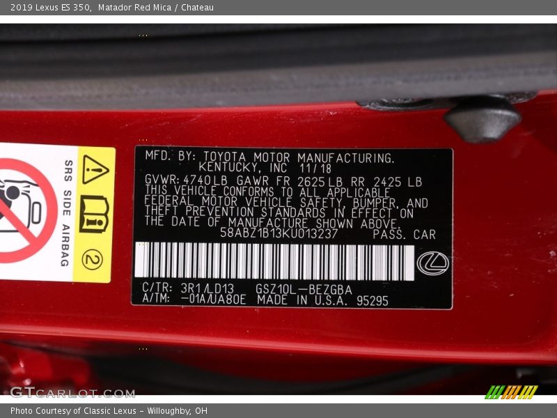 Matador Red Mica / Chateau 2019 Lexus ES 350