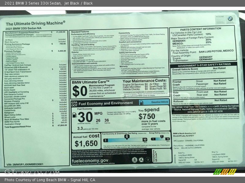 Jet Black / Black 2021 BMW 3 Series 330i Sedan