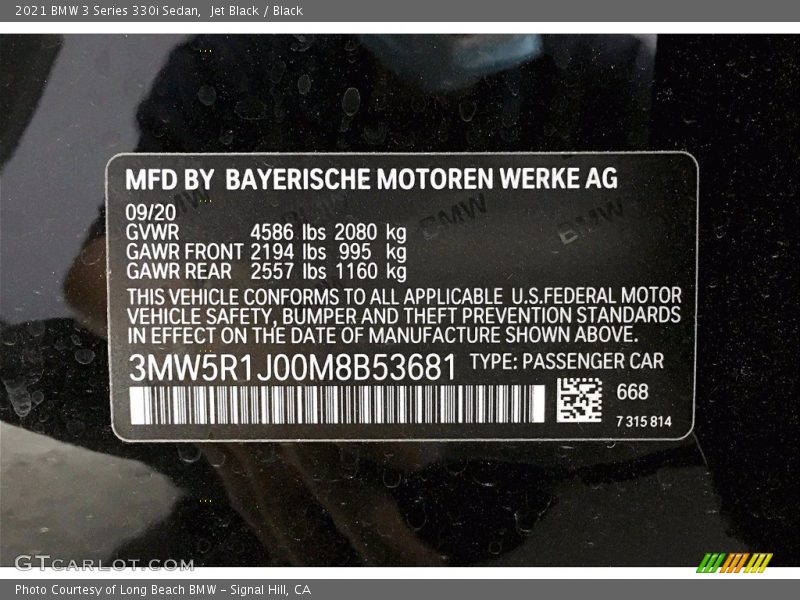 Jet Black / Black 2021 BMW 3 Series 330i Sedan