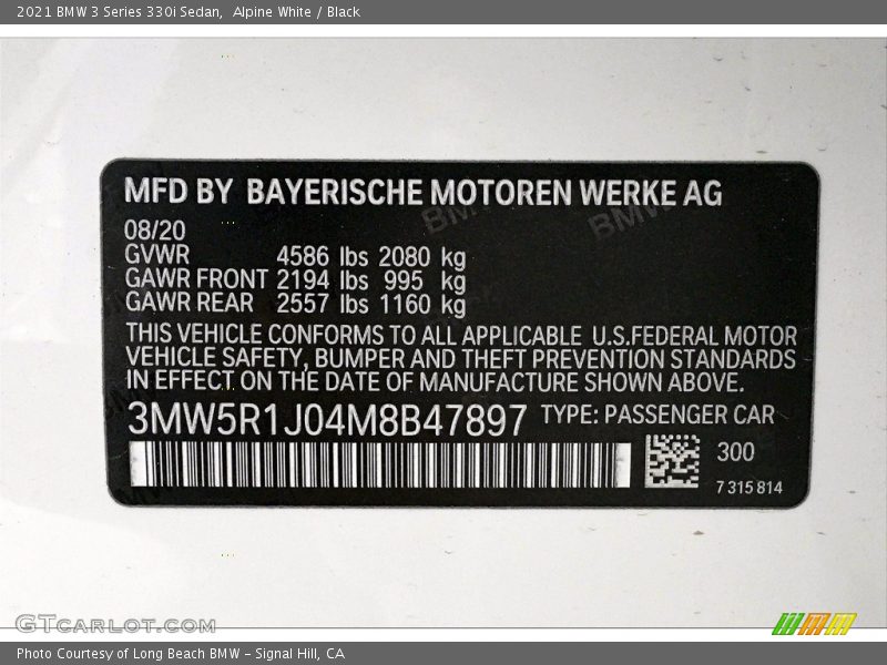 Alpine White / Black 2021 BMW 3 Series 330i Sedan