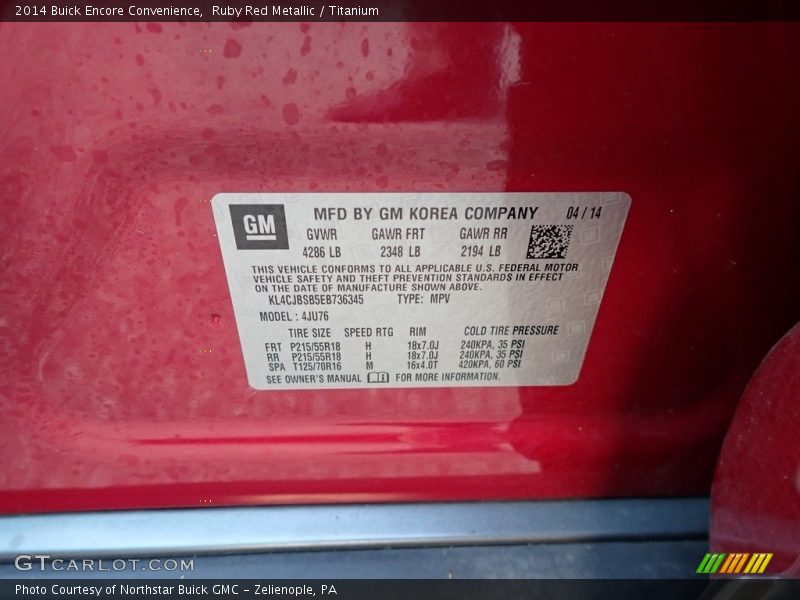 Ruby Red Metallic / Titanium 2014 Buick Encore Convenience