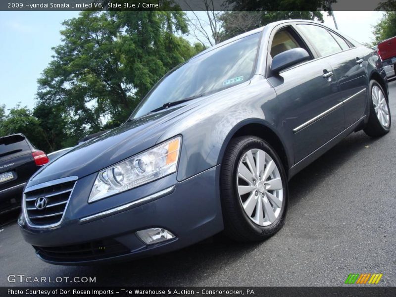 Slate Blue / Camel 2009 Hyundai Sonata Limited V6