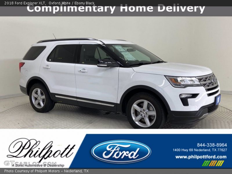 Oxford White / Ebony Black 2018 Ford Explorer XLT