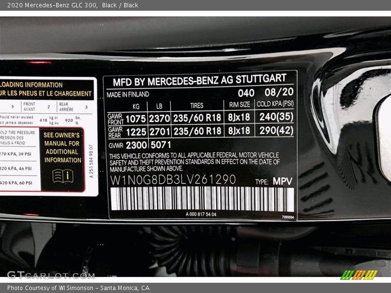 Black / Black 2020 Mercedes-Benz GLC 300