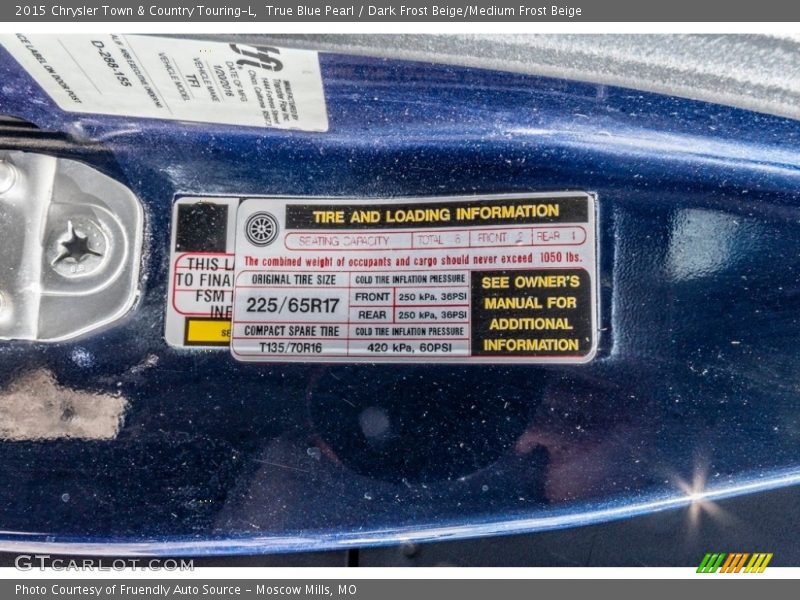True Blue Pearl / Dark Frost Beige/Medium Frost Beige 2015 Chrysler Town & Country Touring-L