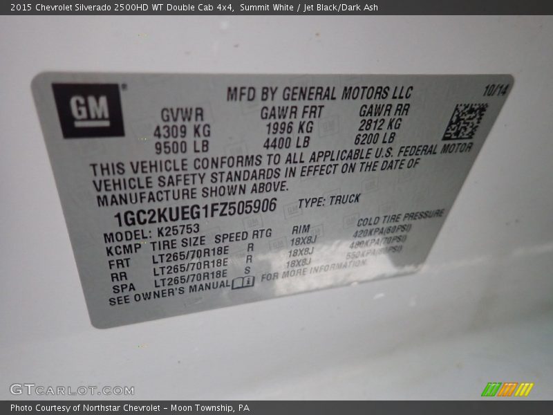 Summit White / Jet Black/Dark Ash 2015 Chevrolet Silverado 2500HD WT Double Cab 4x4