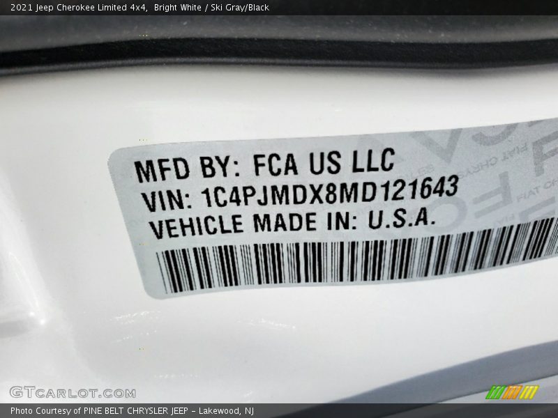 Bright White / Ski Gray/Black 2021 Jeep Cherokee Limited 4x4