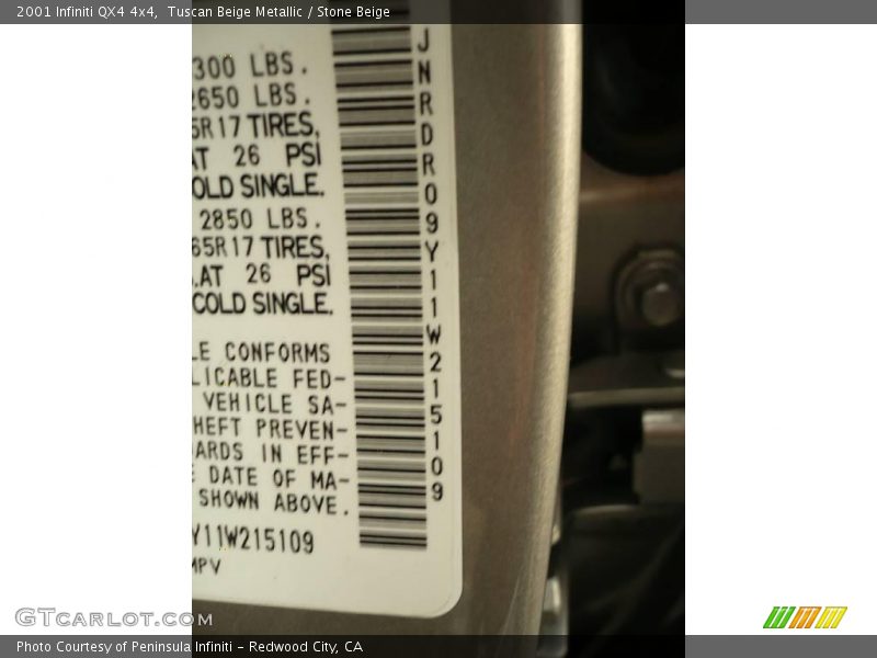 Tuscan Beige Metallic / Stone Beige 2001 Infiniti QX4 4x4