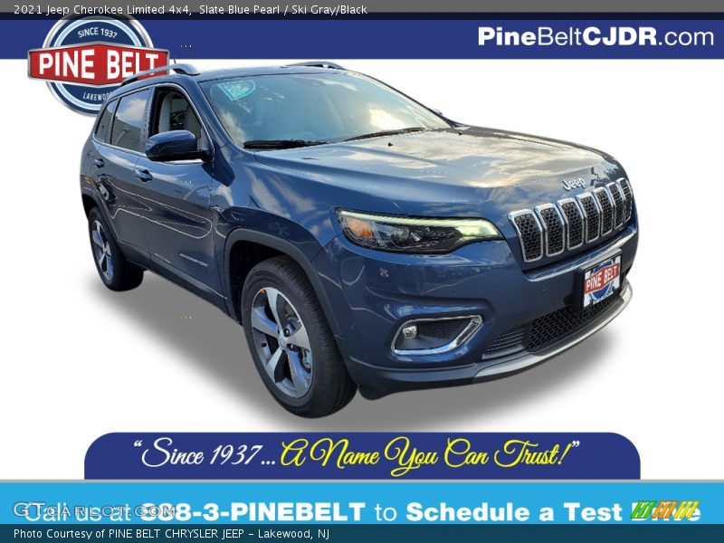 Slate Blue Pearl / Ski Gray/Black 2021 Jeep Cherokee Limited 4x4