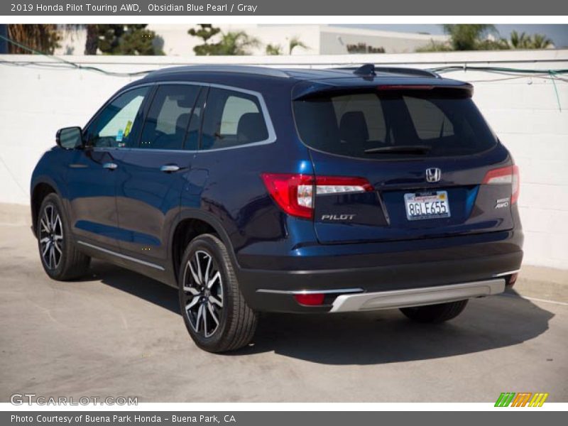 Obsidian Blue Pearl / Gray 2019 Honda Pilot Touring AWD