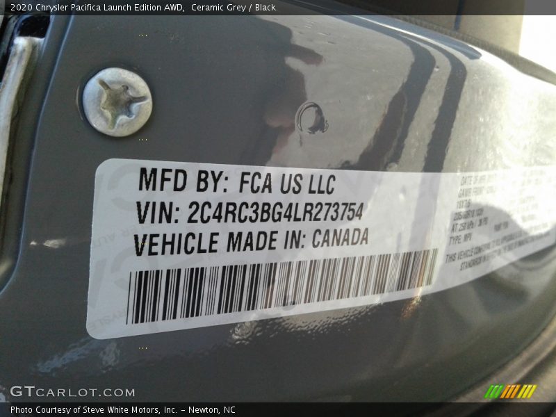 Ceramic Grey / Black 2020 Chrysler Pacifica Launch Edition AWD