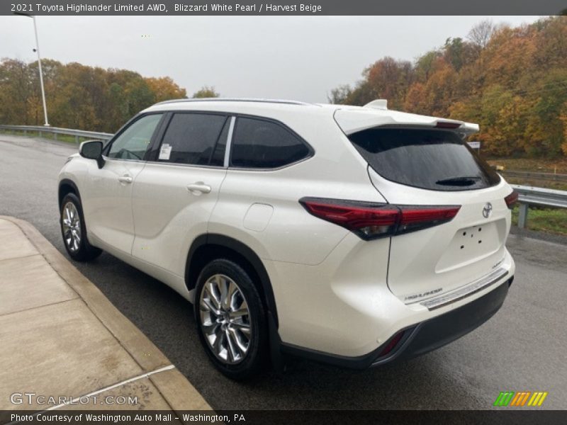 Blizzard White Pearl / Harvest Beige 2021 Toyota Highlander Limited AWD