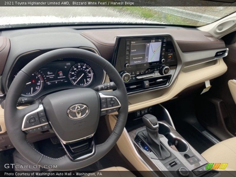 Blizzard White Pearl / Harvest Beige 2021 Toyota Highlander Limited AWD