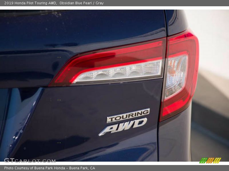Obsidian Blue Pearl / Gray 2019 Honda Pilot Touring AWD