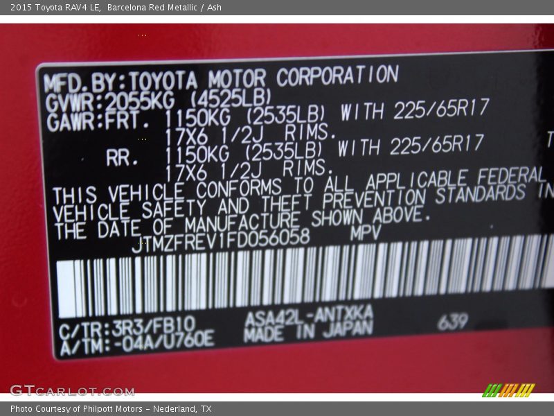 Barcelona Red Metallic / Ash 2015 Toyota RAV4 LE