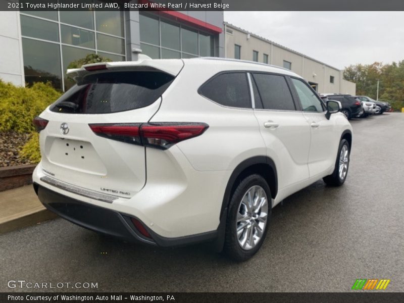 Blizzard White Pearl / Harvest Beige 2021 Toyota Highlander Limited AWD