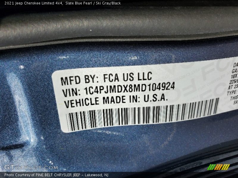 Slate Blue Pearl / Ski Gray/Black 2021 Jeep Cherokee Limited 4x4