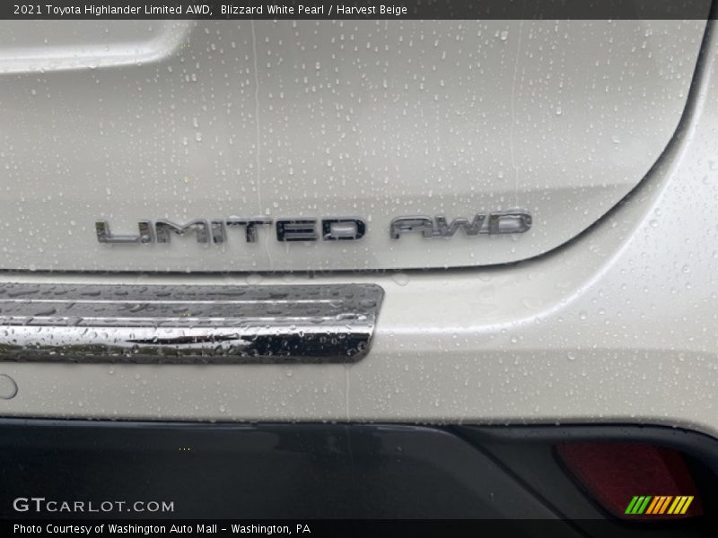 Blizzard White Pearl / Harvest Beige 2021 Toyota Highlander Limited AWD