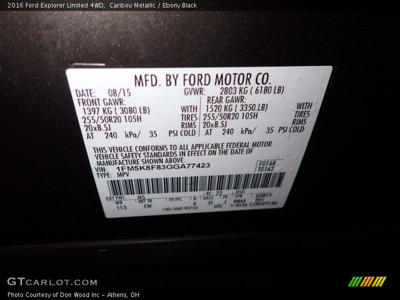 Caribou Metallic / Ebony Black 2016 Ford Explorer Limited 4WD