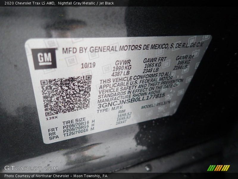 Nightfall Gray Metallic / Jet Black 2020 Chevrolet Trax LS AWD