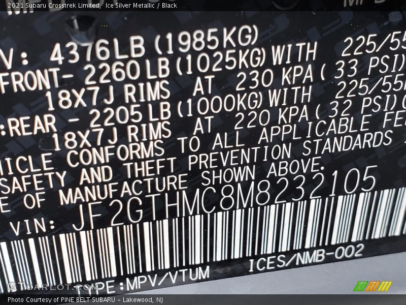 Ice Silver Metallic / Black 2021 Subaru Crosstrek Limited