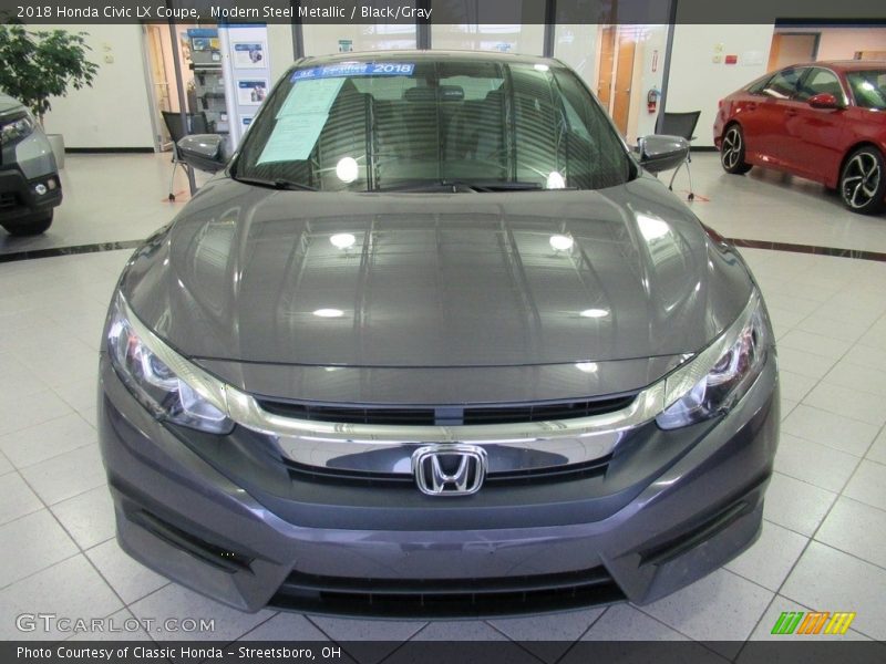 Modern Steel Metallic / Black/Gray 2018 Honda Civic LX Coupe